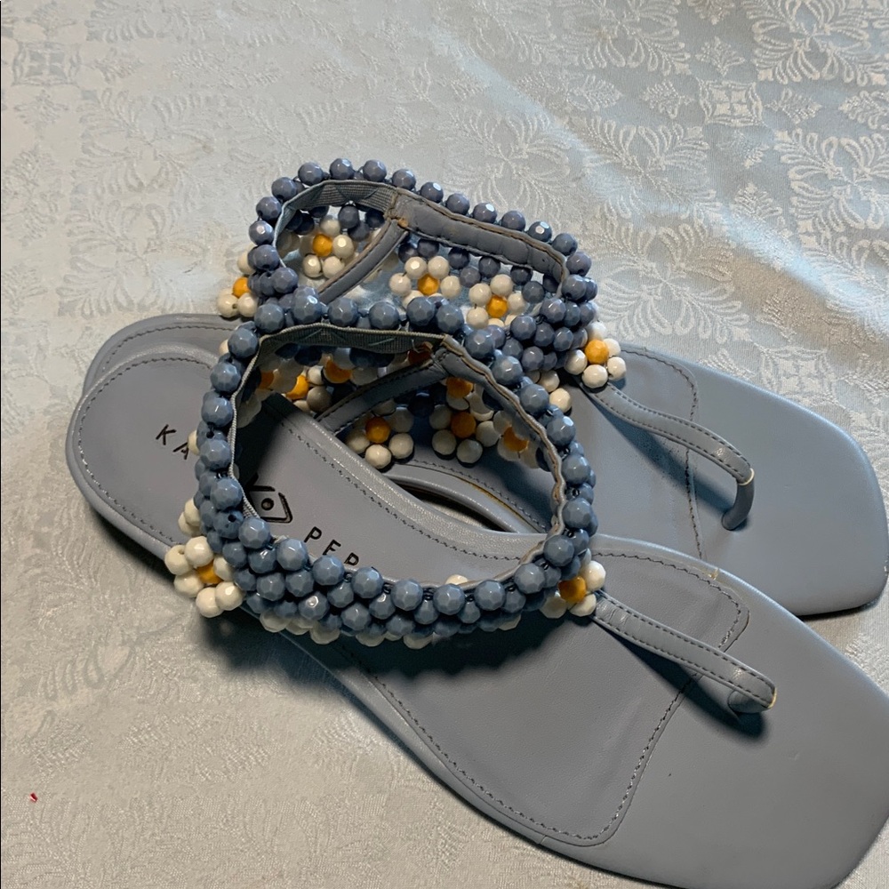 Katy Perry Gardener Anklet Daisy Beaded Sandals, Size 8M